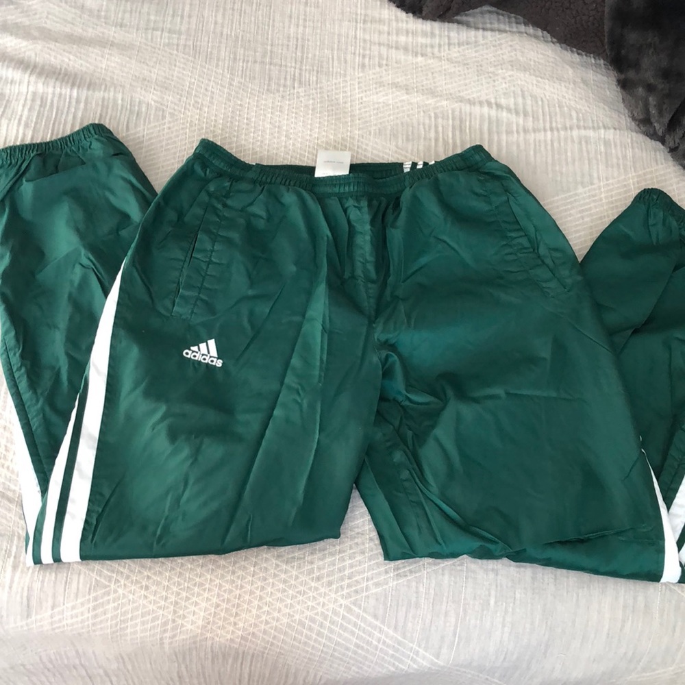 Green adidas ankle zip mesh lined track pants